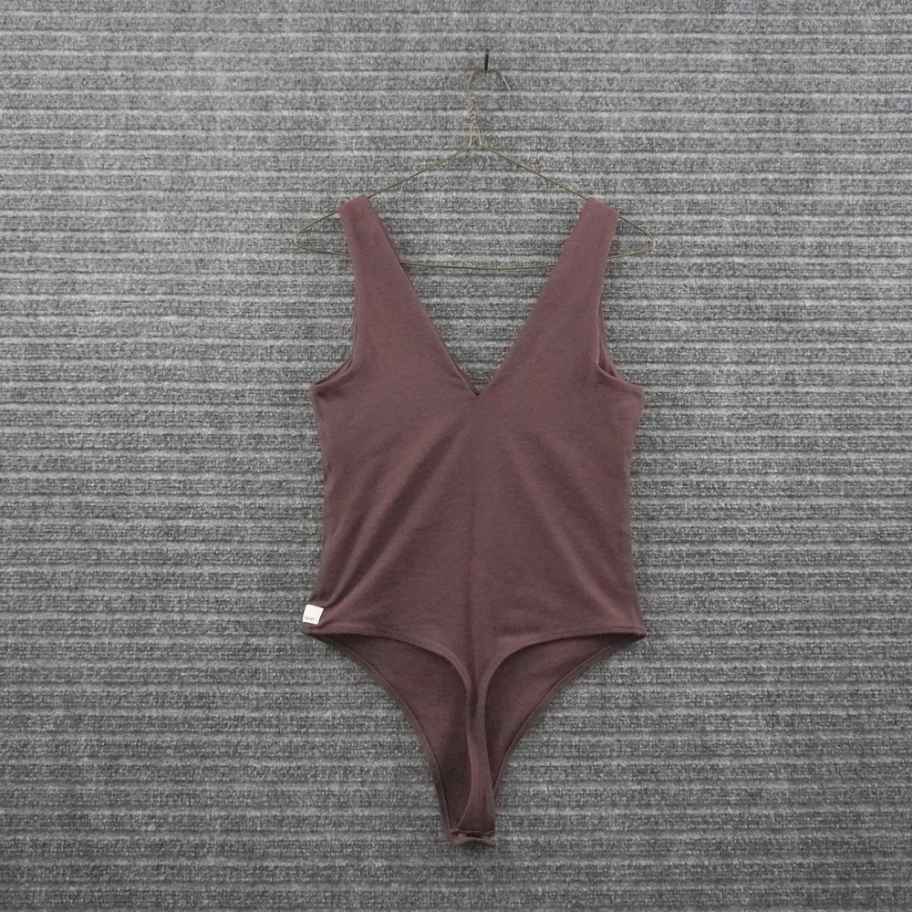 Vuori Bodysuit Women XS Plum Purple V-Neck Thong Activewear Stretch